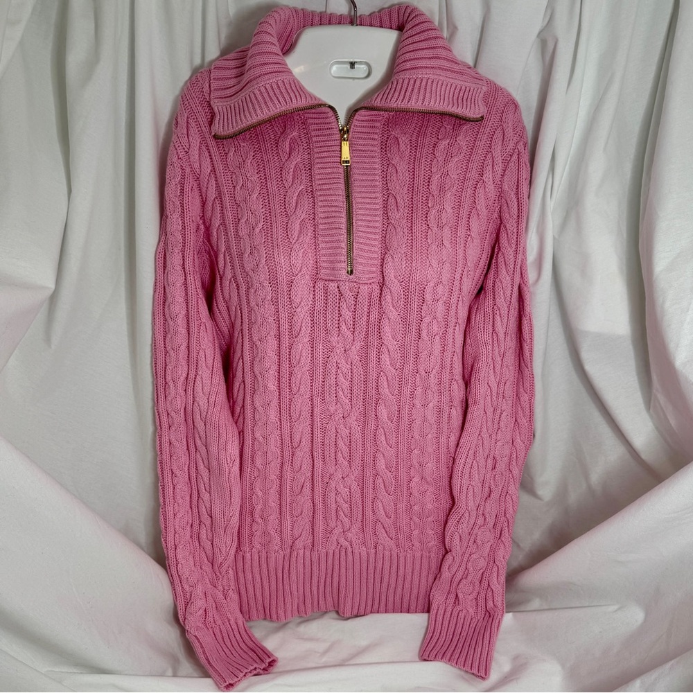 Lauren Ralph Lauren Cable-Knit Cotton Quarter-Zip Sweater